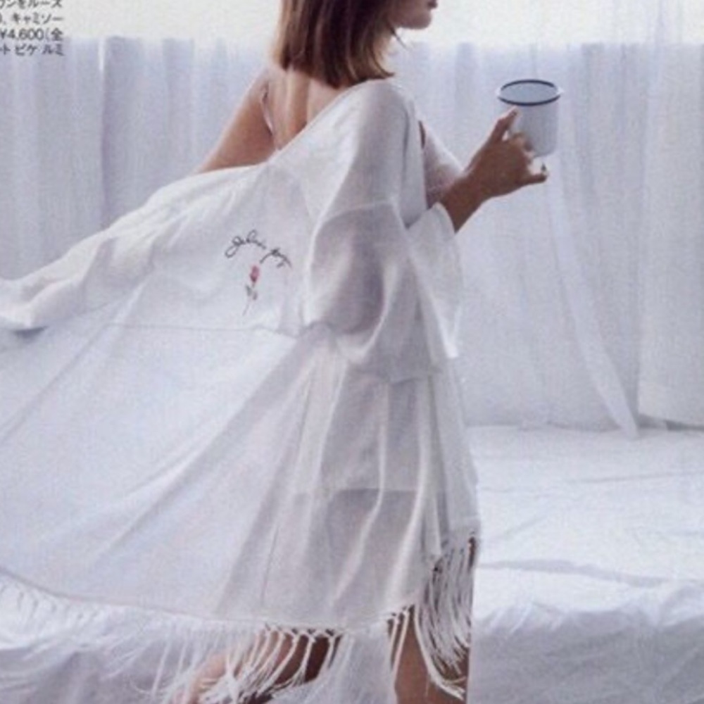 Rose satin fringe gown /pastel blue